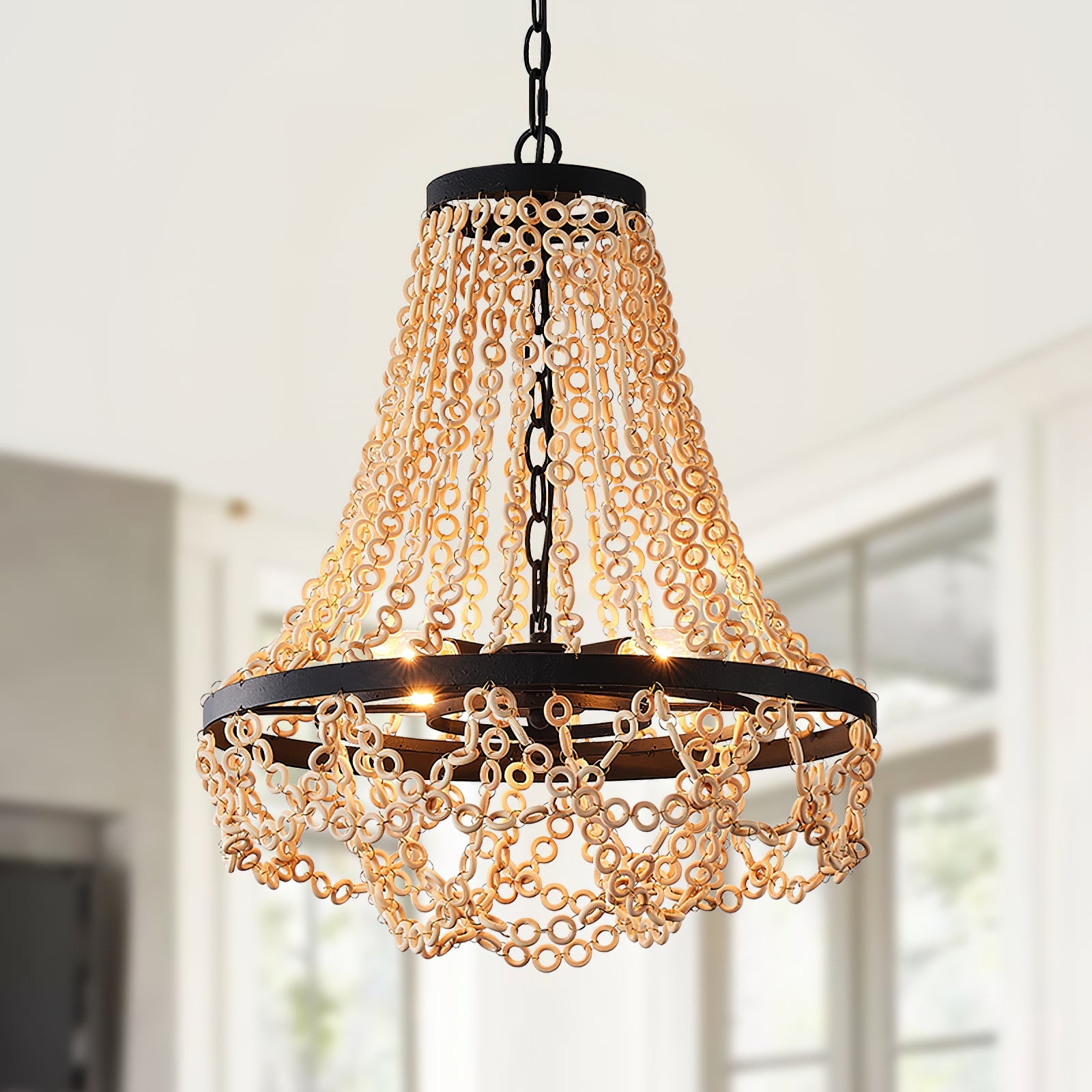Vevyniel Postmodern Luxury Wooden Metal Chandelier - Lamp Copper