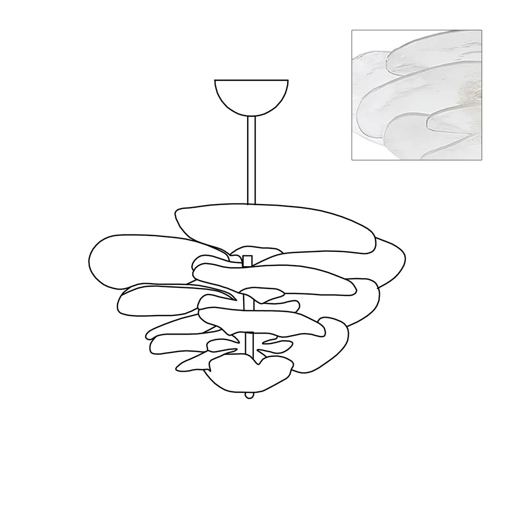 Evvinora Individual Creativity Leaf Layered Glass Metal Chandelier - Lamp Copper