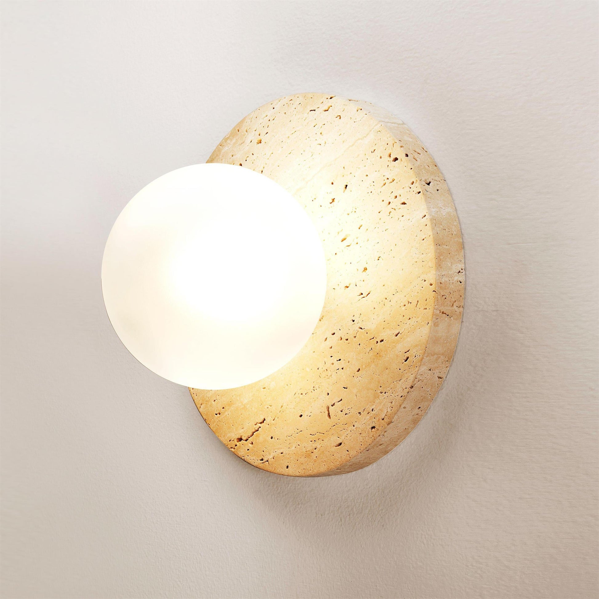 Arthaen Modern Minimalist Marble Travertine Flushmount Sconce Wall Lamp - Lamp Copper