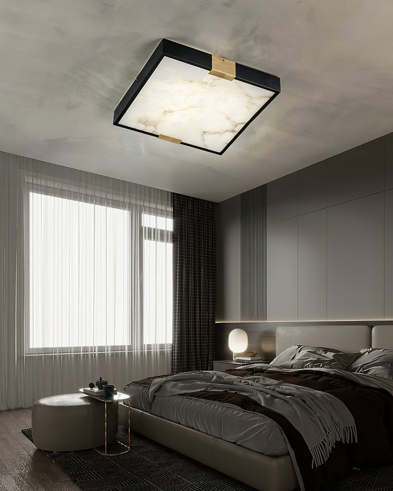 Uphaara Modern Minimalist Alabaster Ceiling Light - Lamp Copper