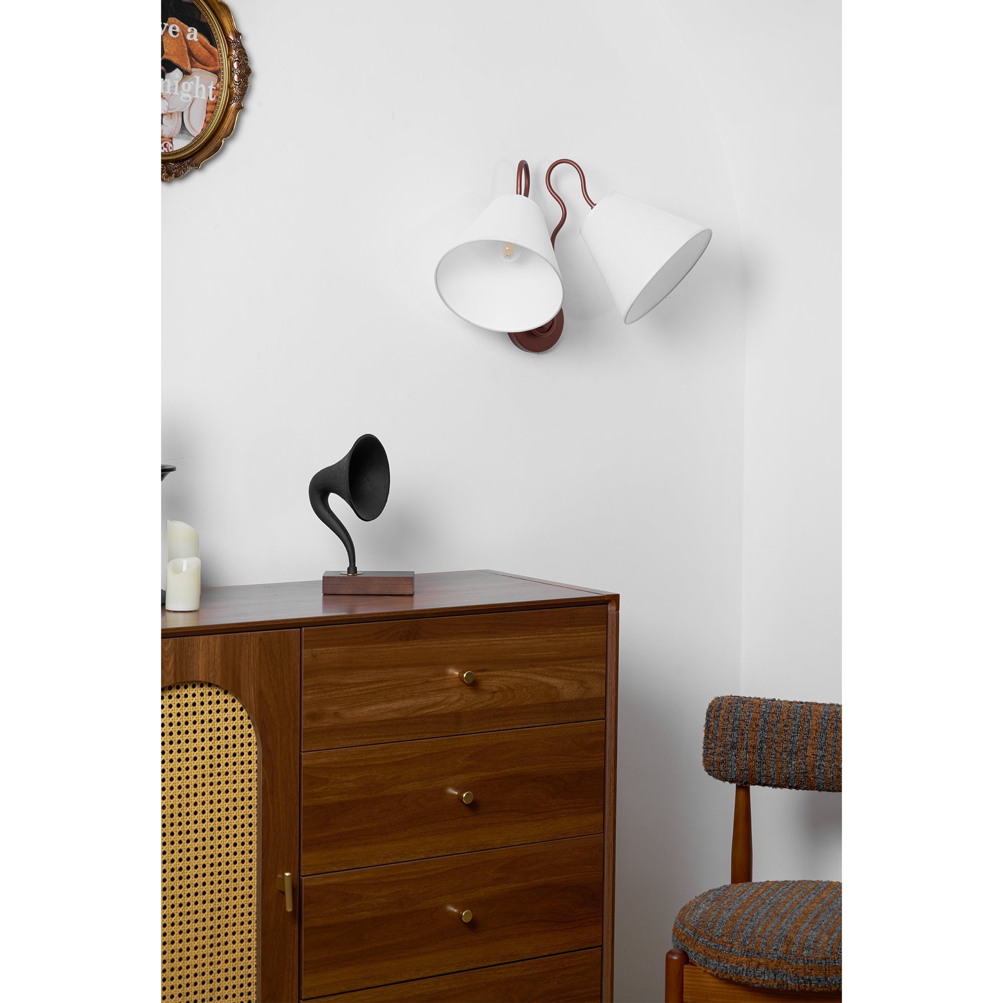 Elthayra Vintage Industrial Metal Fabric Wall Lamp - Lamp Copper