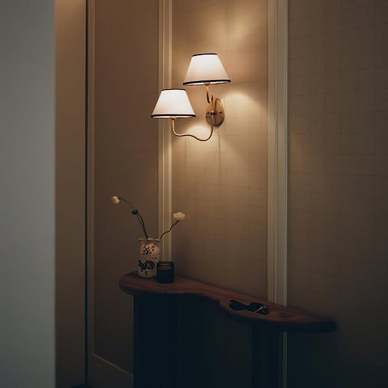Evynor Vintage Industrial Brass Fabric Wall Lamp - Lamp Copper
