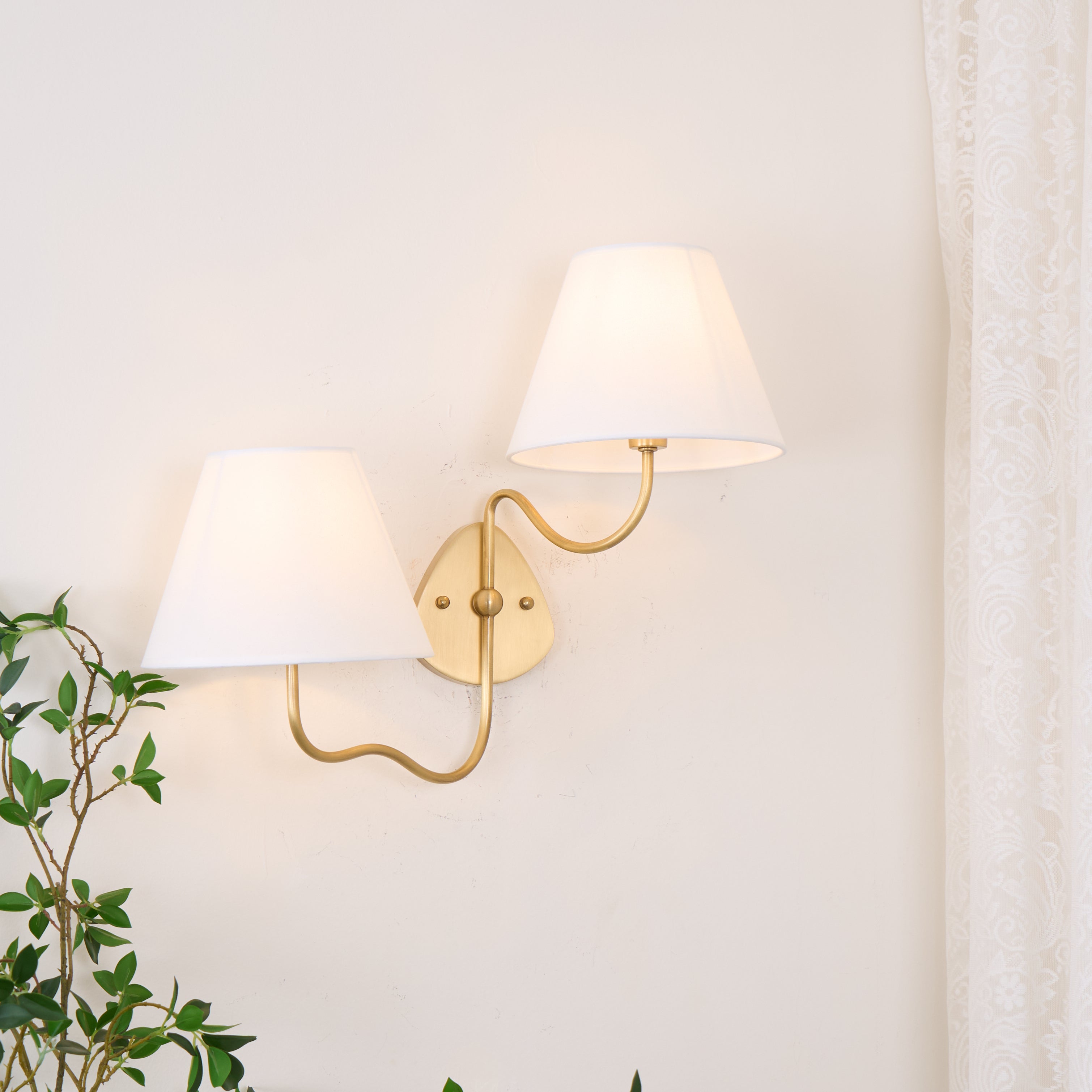 Evynor Vintage Industrial Brass Fabric Wall Lamp - Lamp Copper