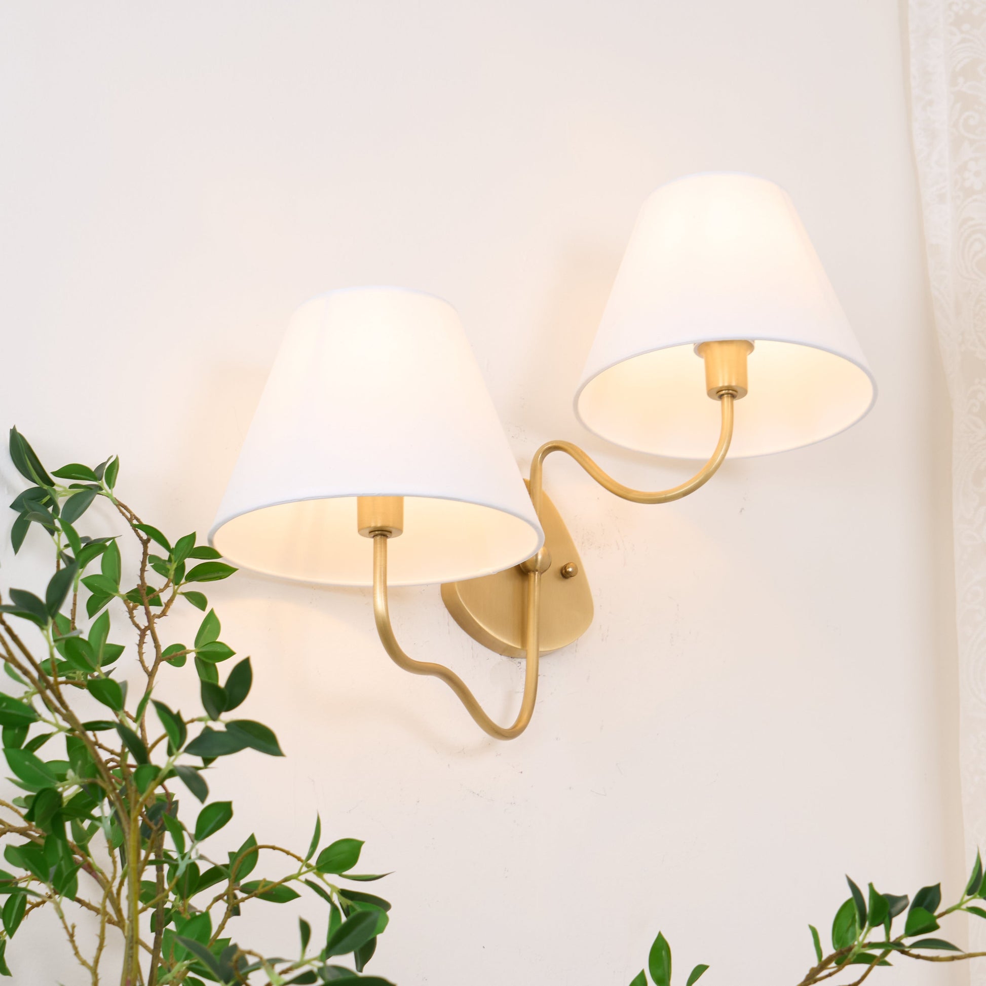 Evynor Vintage Industrial Brass Fabric Wall Lamp - Lamp Copper