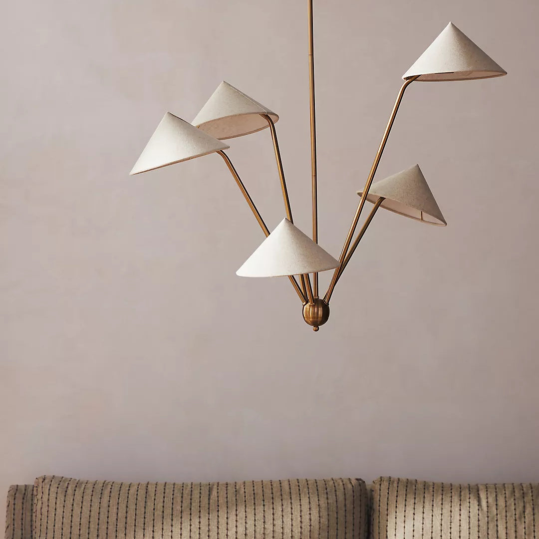 Avlorisra Vintage Industrial Brass Fabric Chandelier - Lamp Copper