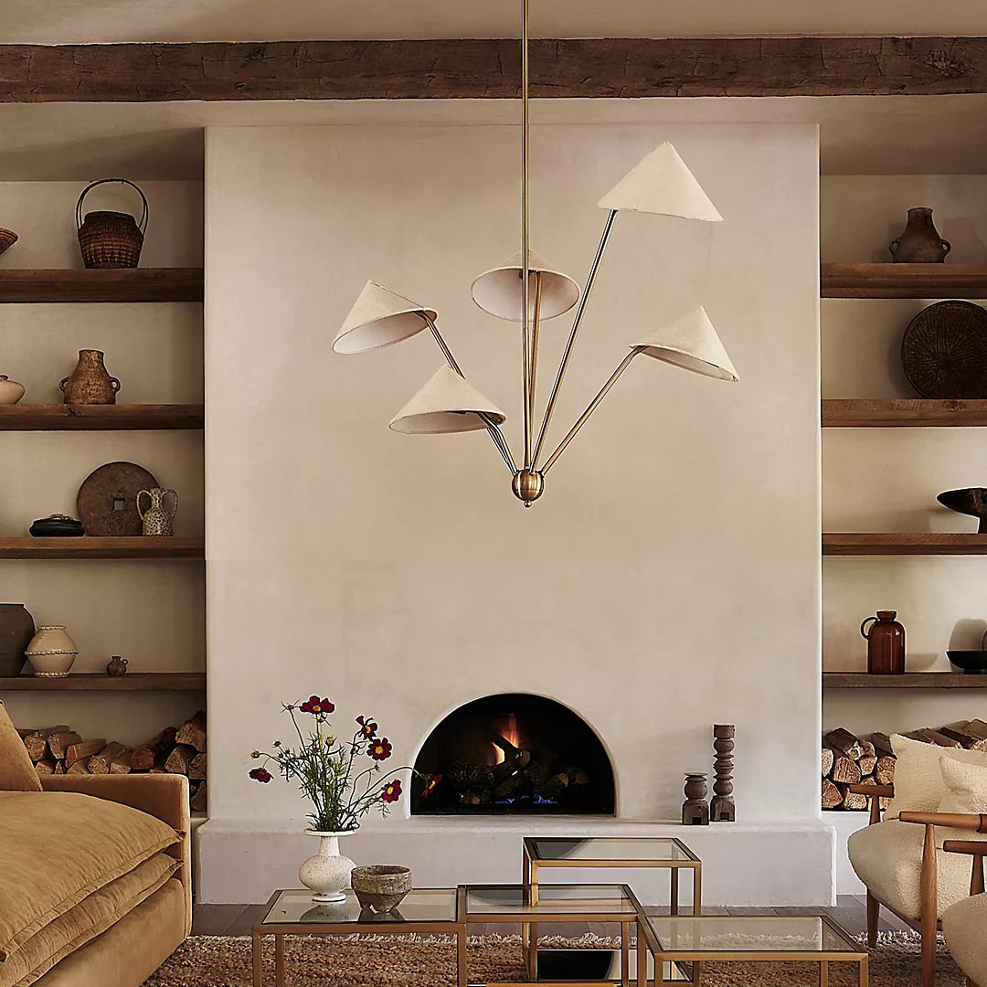 Avlorisra Vintage Industrial Brass Fabric Chandelier - Lamp Copper