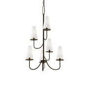 Curaeara Vintage Industrial Brass Fabric Chandelier - Lamp Copper
