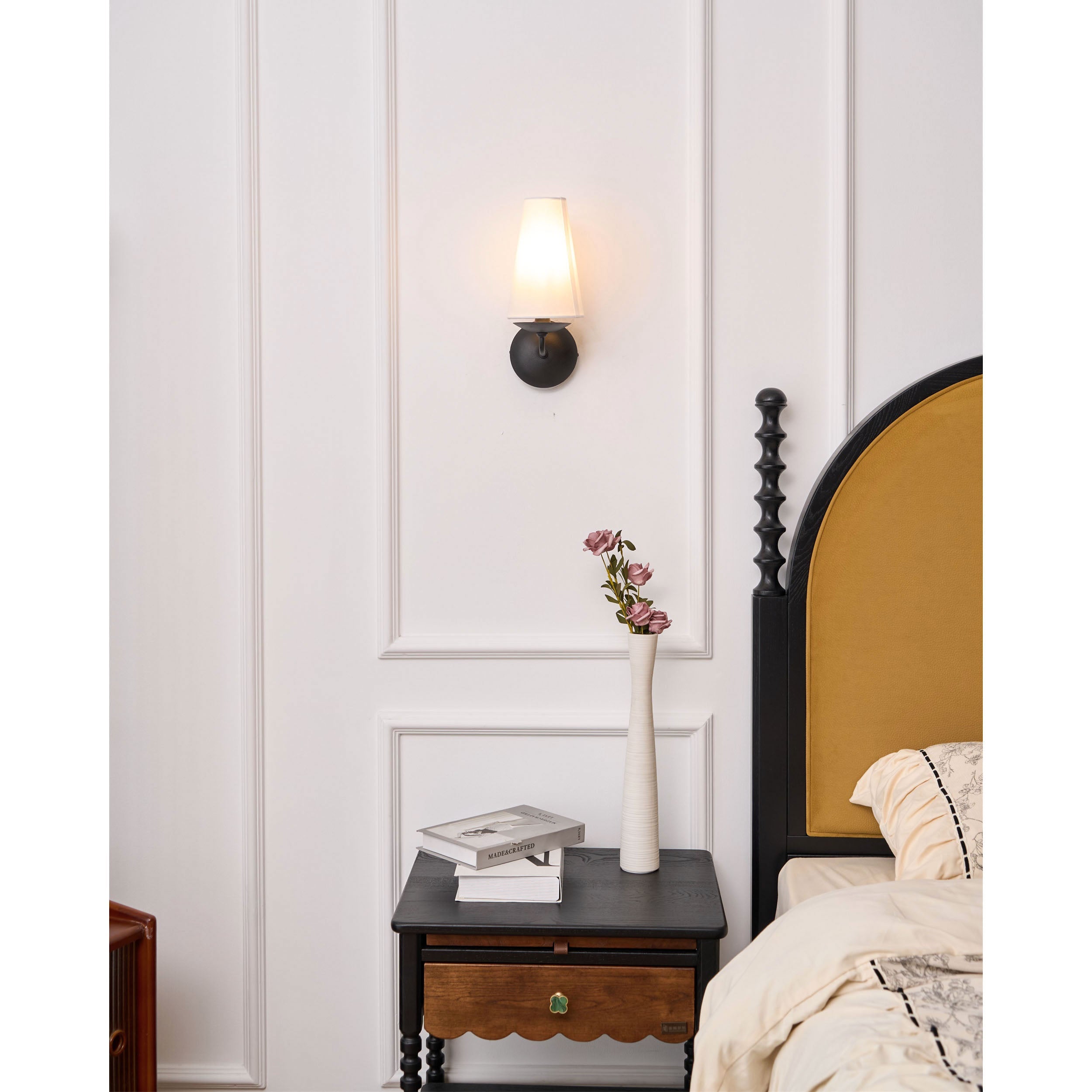 Avraee Modern Minimalist Brass Fabric Wall Lamp - Lamp Copper