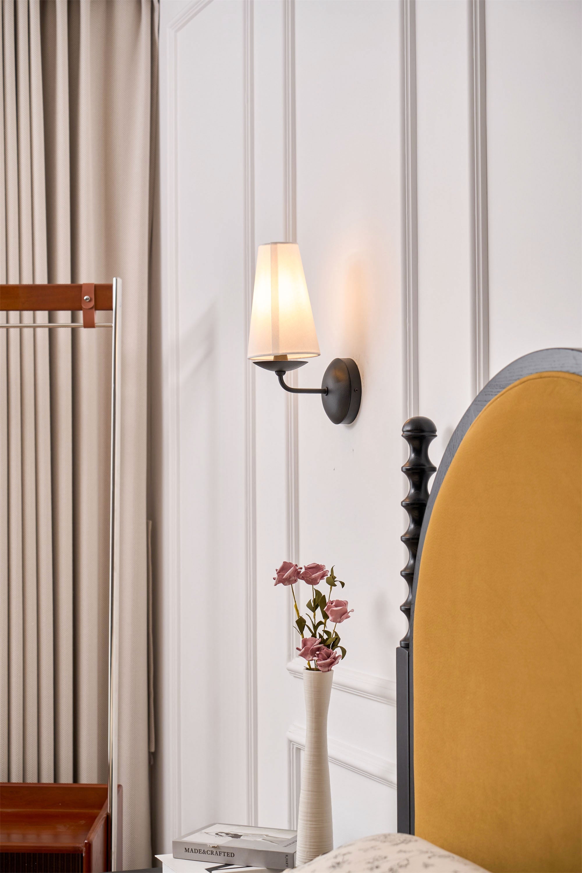 Avraee Modern Minimalist Brass Fabric Wall Lamp - Lamp Copper