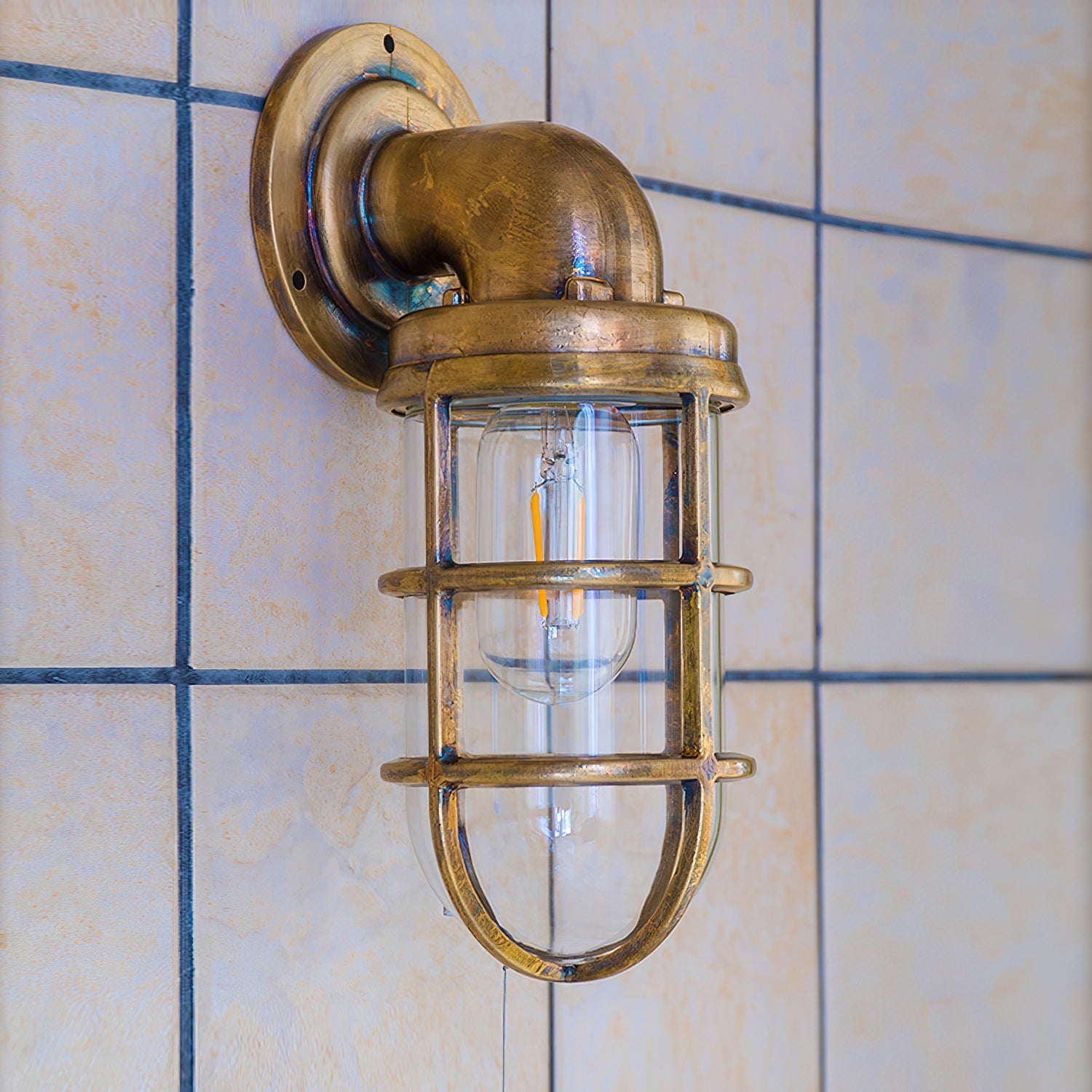 Evthaia Vintage Industrial Glass Metal Wall Lamp - Lamp Copper
