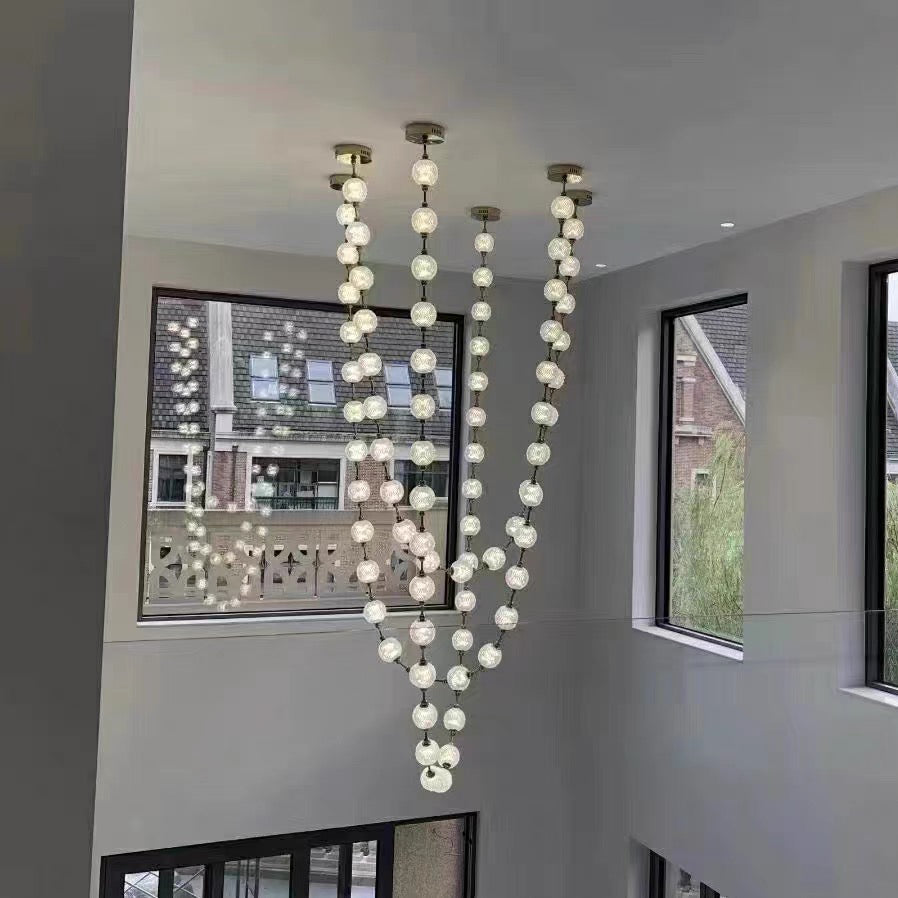 Myphais Modern Minimalist Beaded Plastic Metal Chandelier - Lamp Copper