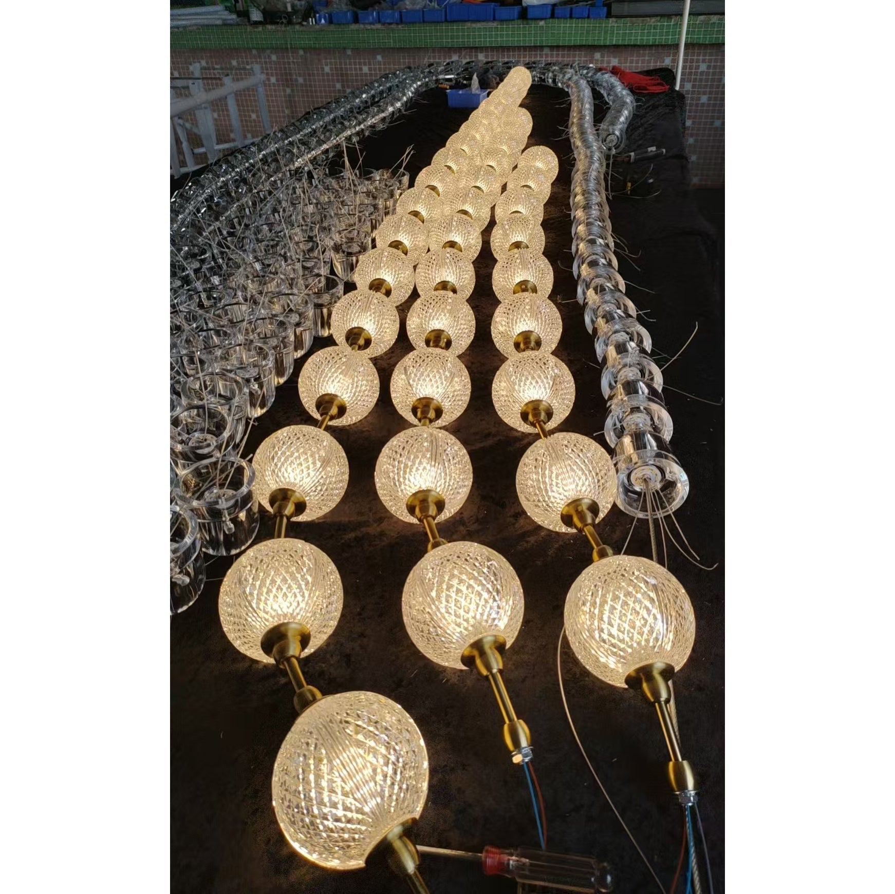 Myphais Modern Minimalist Beaded Plastic Metal Chandelier - Lamp Copper