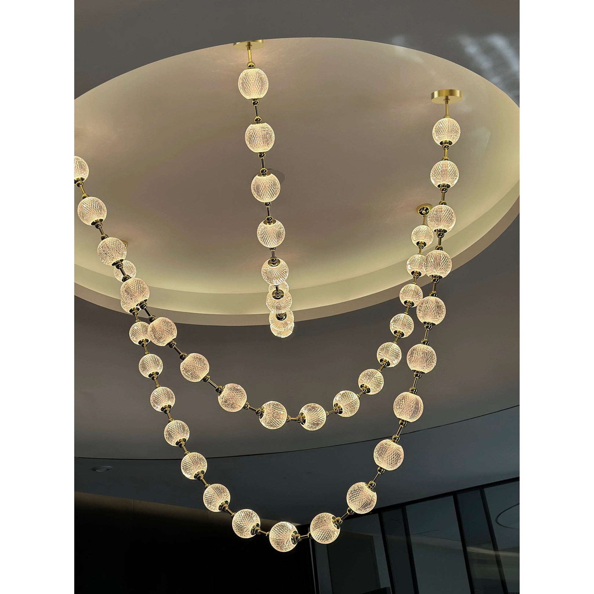 Myphais Modern Minimalist Beaded Plastic Metal Chandelier - Lamp Copper