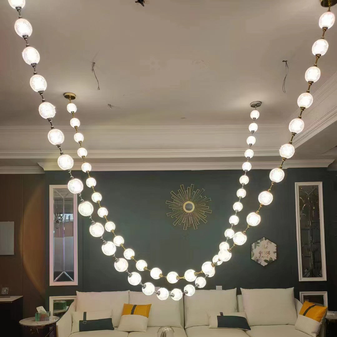 Myphais Modern Minimalist Beaded Plastic Metal Chandelier - Lamp Copper