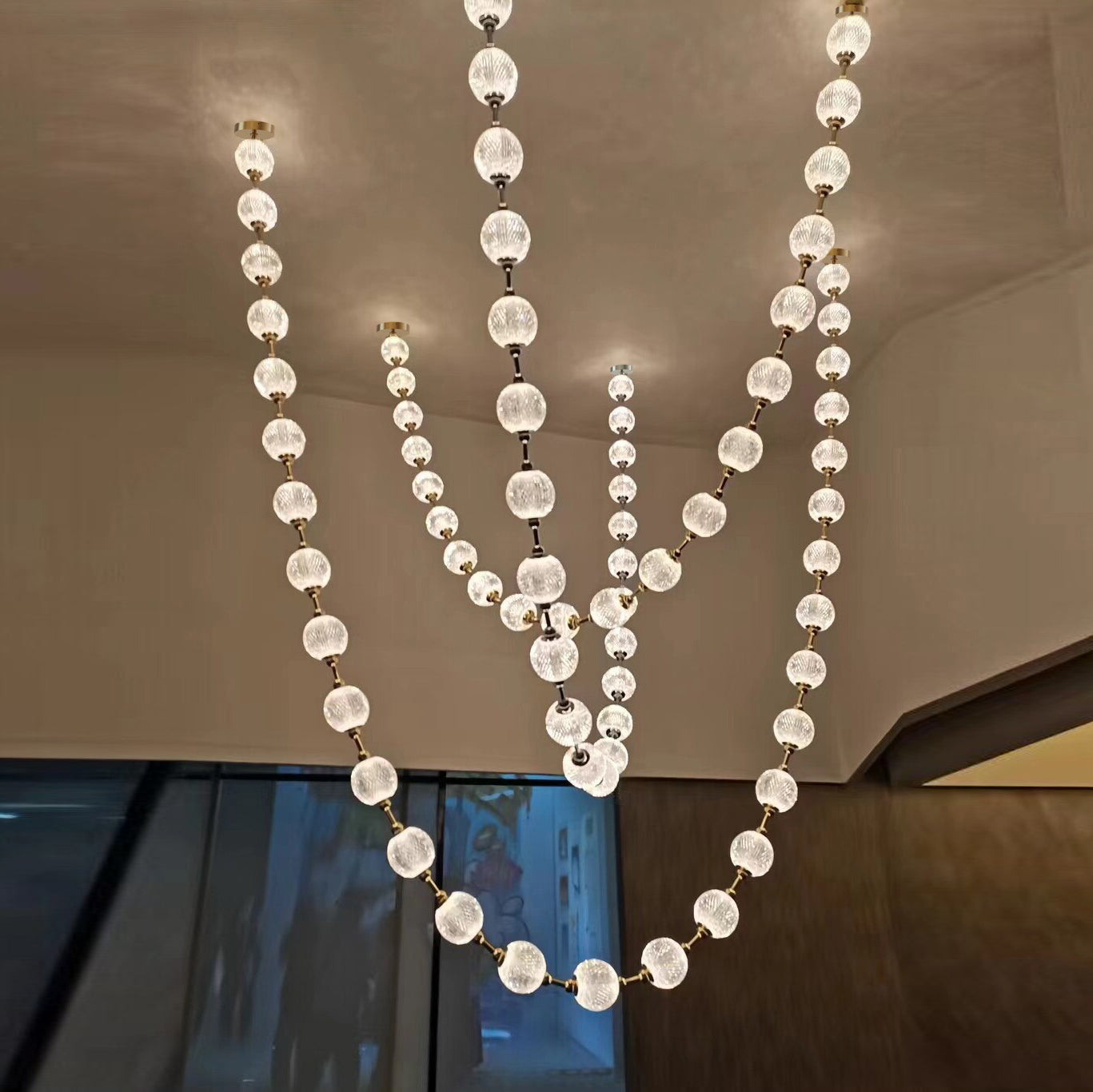 Myphais Modern Minimalist Beaded Plastic Metal Chandelier - Lamp Copper
