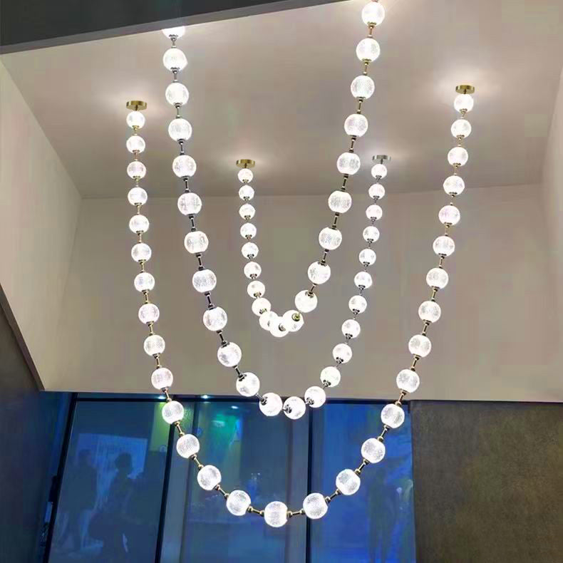 Myphais Modern Minimalist Beaded Plastic Metal Chandelier - Lamp Copper