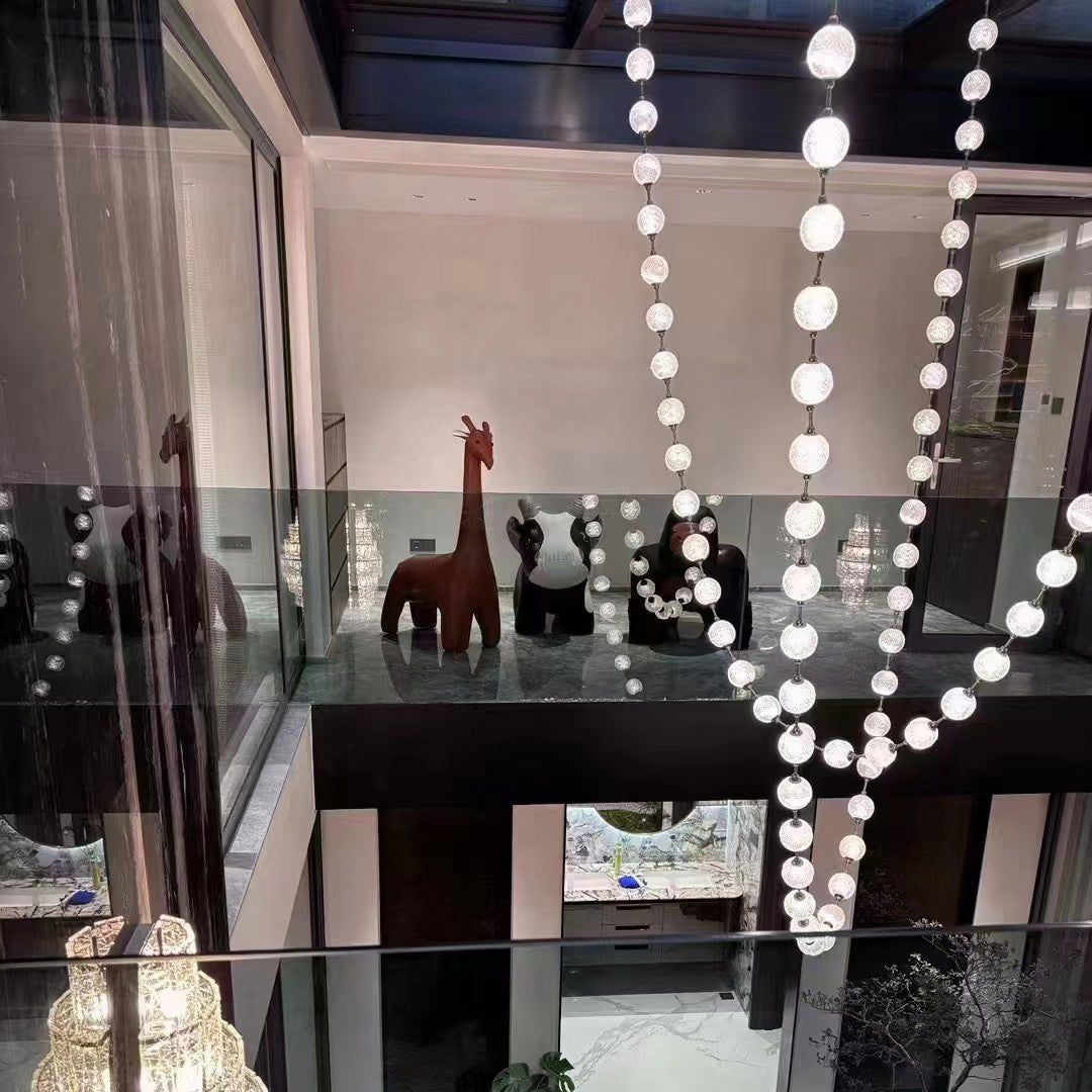 Myphais Modern Minimalist Beaded Plastic Metal Chandelier - Lamp Copper