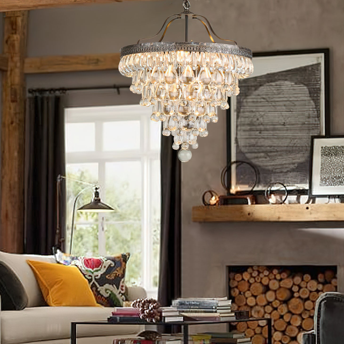 Blink Unique Inverted Pyramid Metal Crystal Chandelier - Lamp Copper
