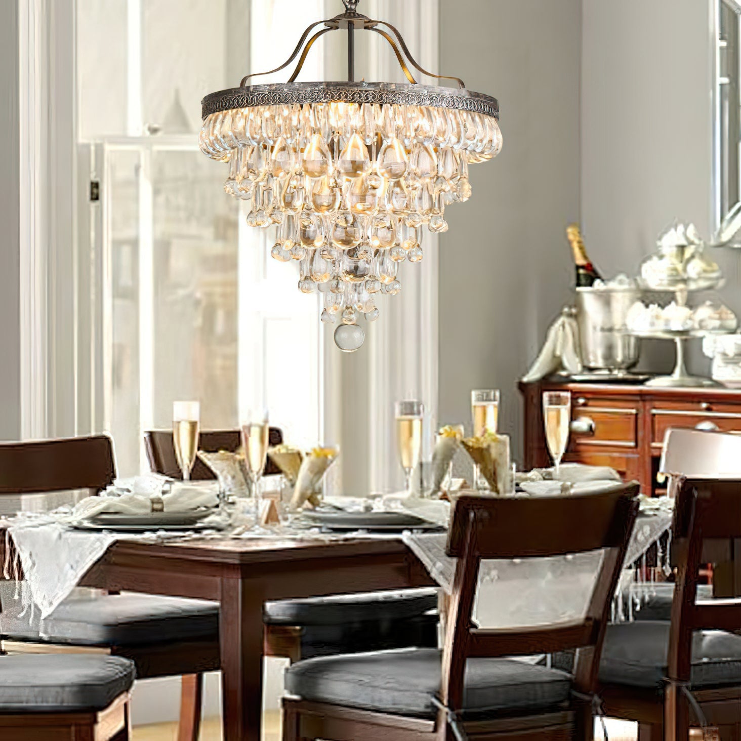 Blink Unique Inverted Pyramid Metal Crystal Chandelier - Lamp Copper