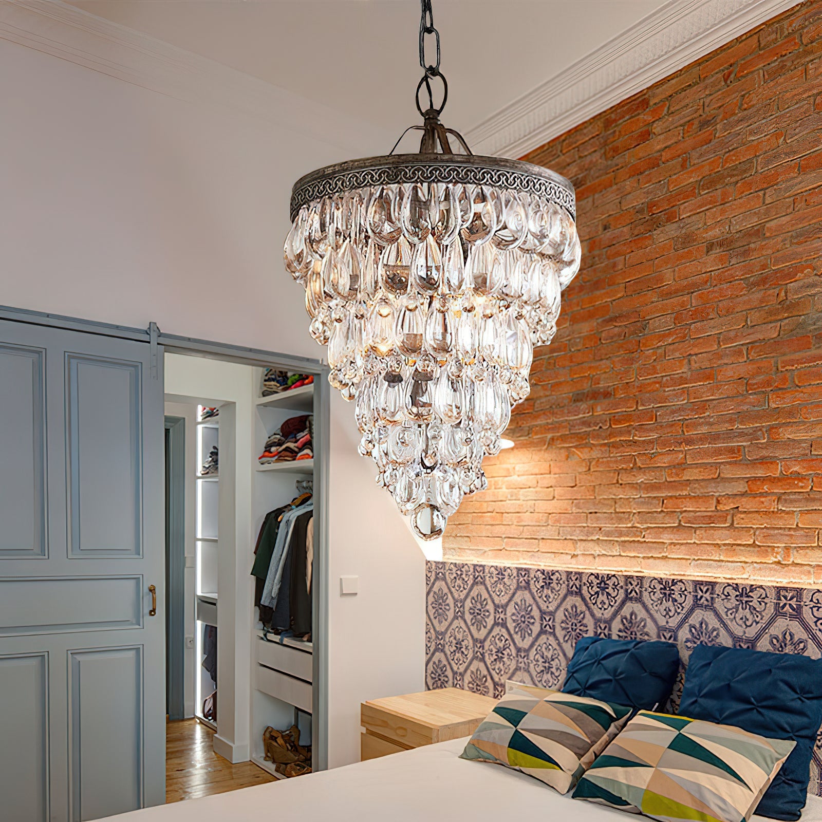 Blink Unique Inverted Pyramid Metal Crystal Chandelier - Lamp Copper