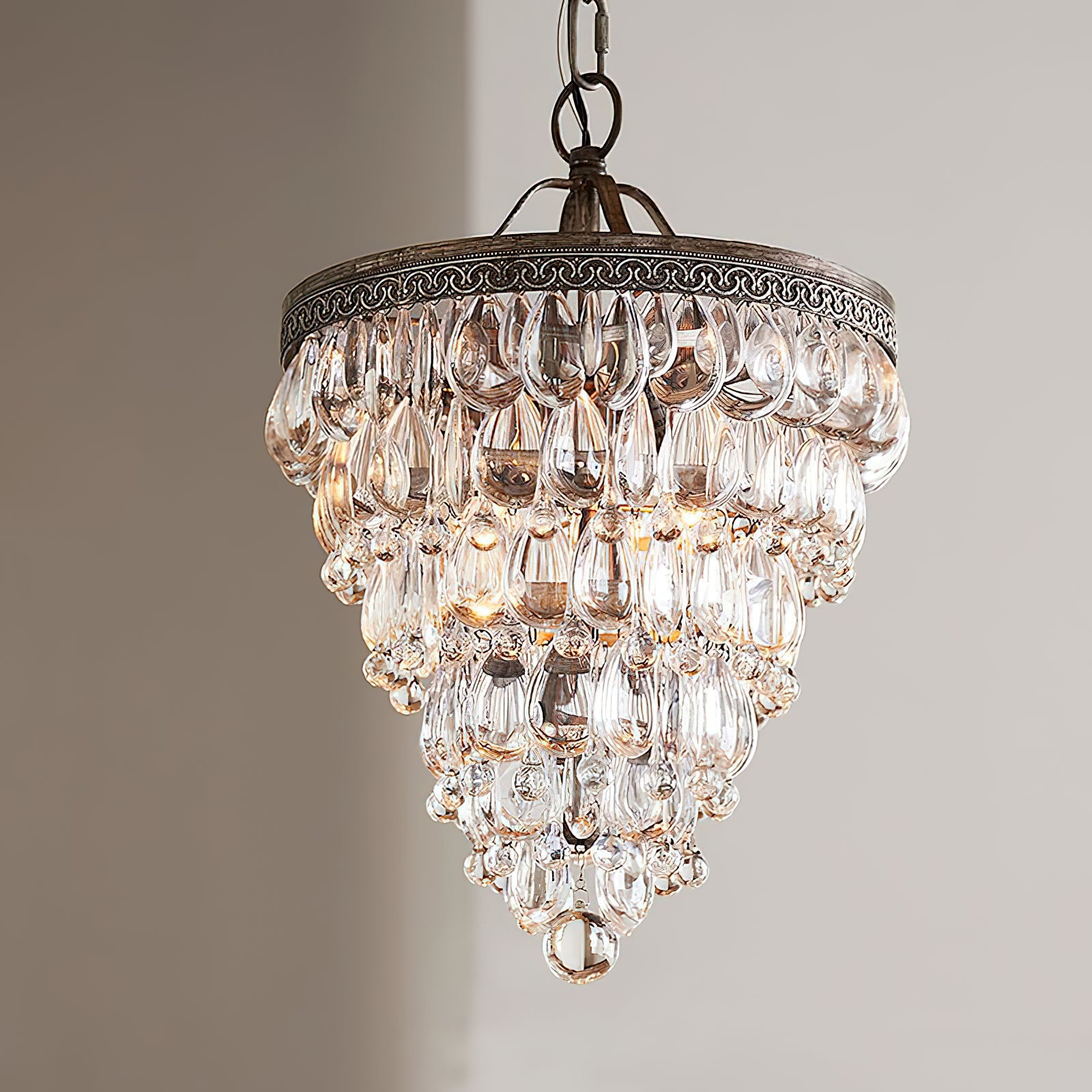Blink Unique Inverted Pyramid Metal Crystal Chandelier - Lamp Copper