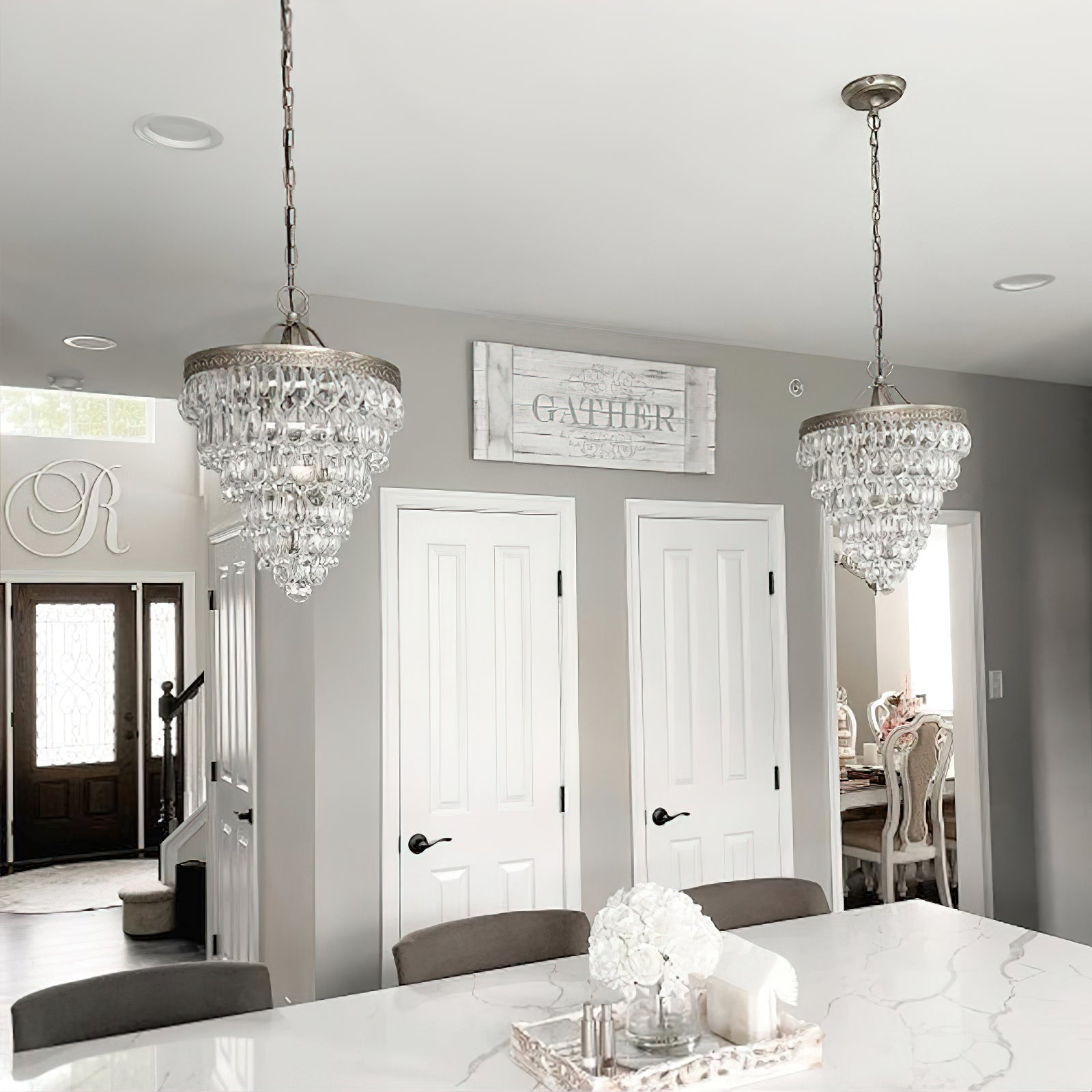 Blink Unique Inverted Pyramid Metal Crystal Chandelier - Lamp Copper
