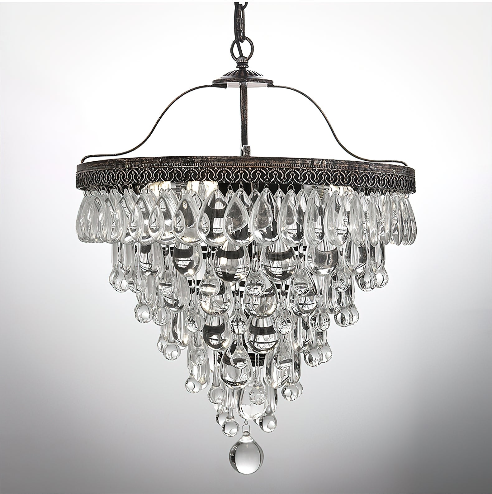 Blink Unique Inverted Pyramid Metal Crystal Chandelier - Lamp Copper