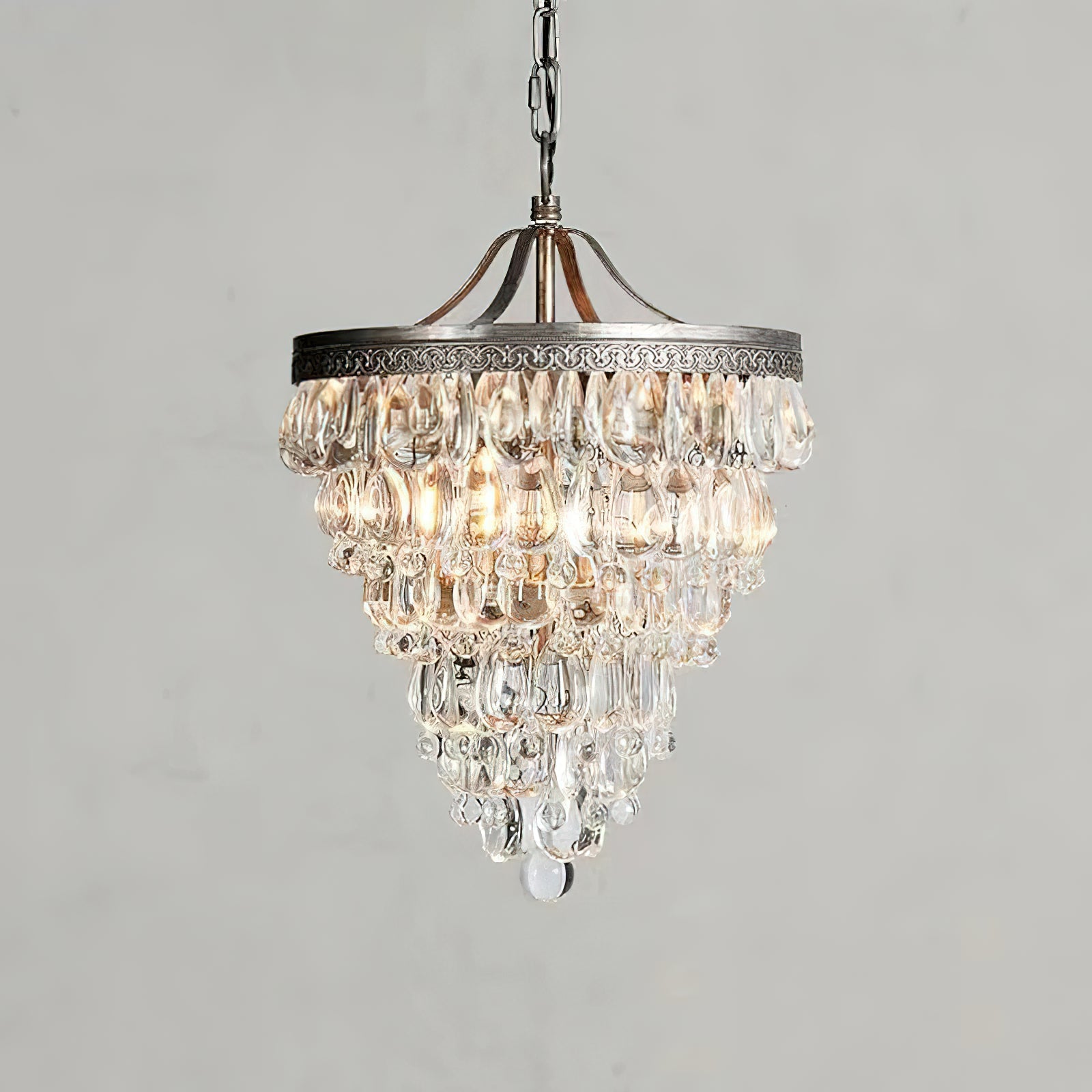 Blink Unique Inverted Pyramid Metal Crystal Chandelier - Lamp Copper