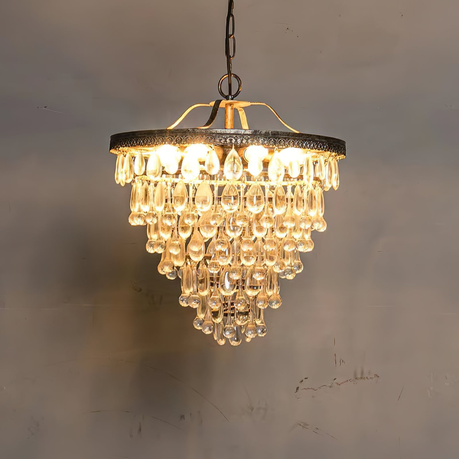 Blink Unique Inverted Pyramid Metal Crystal Chandelier - Lamp Copper