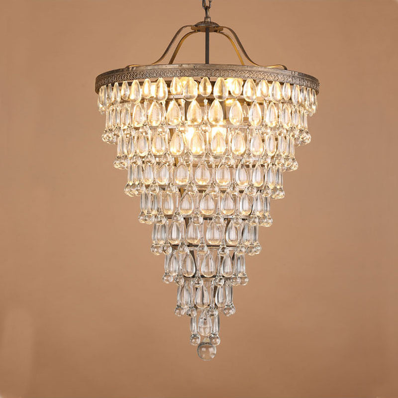 Blink Unique Inverted Pyramid Metal Crystal Chandelier - Lamp Copper