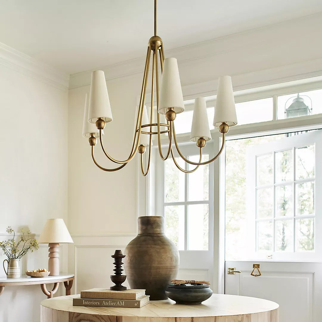 Calire Vintage Industrial Metal Fabric Chandelier - Lamp Copper
