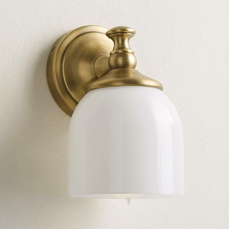 Lumen Modern Minimalist Short Arm Chrome Metal Glass Sconce Wall Lamp - Lamp Copper