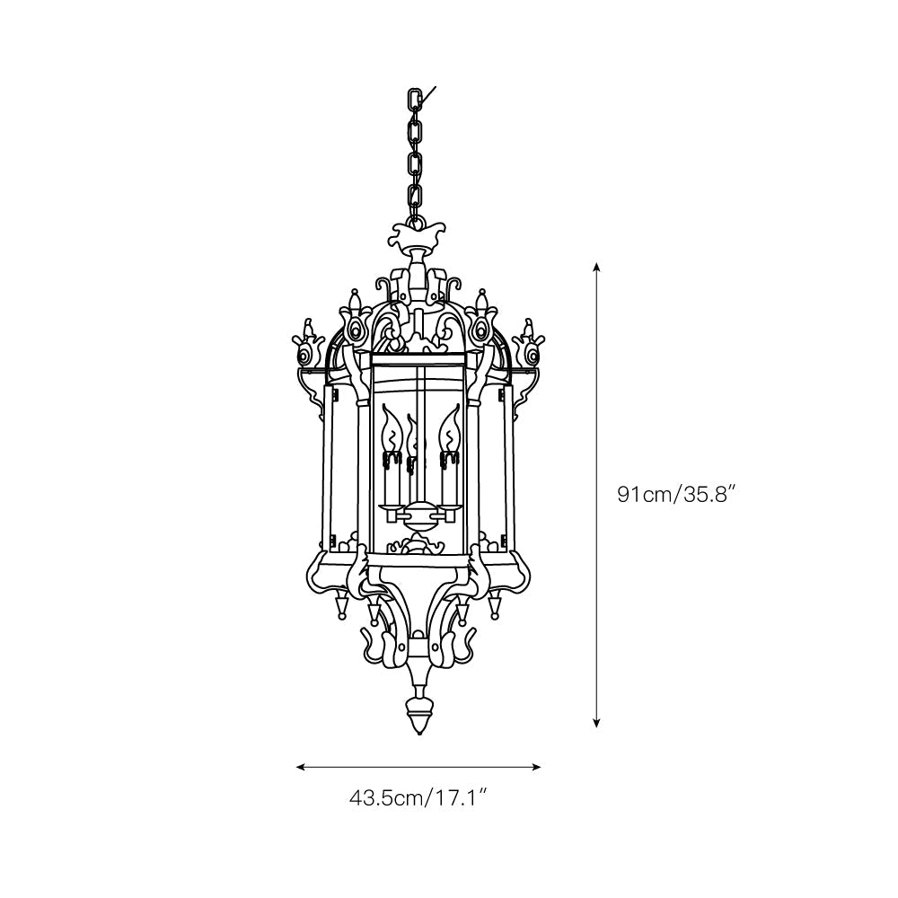 Ardorion Vintage Luxury Metal Glass Lantern Chandelier - Lamp Copper