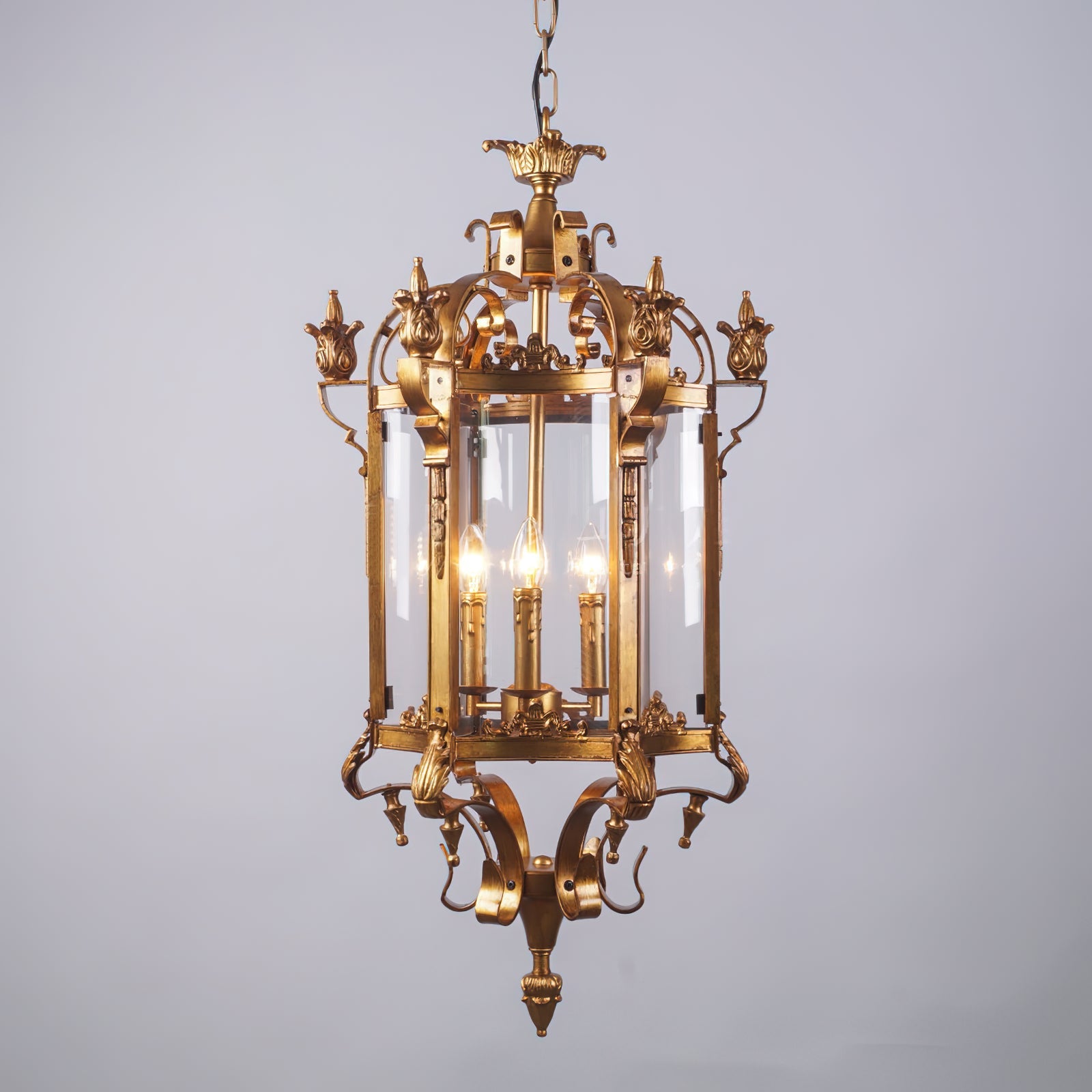 Ardorion Vintage Luxury Metal Glass Lantern Chandelier - Lamp Copper