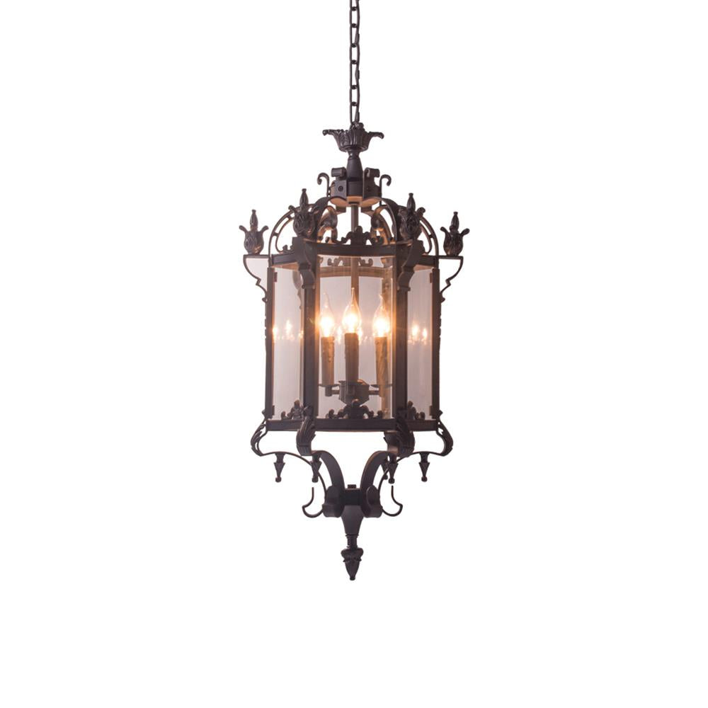 Ardorion Vintage Luxury Metal Glass Lantern Chandelier - Lamp Copper