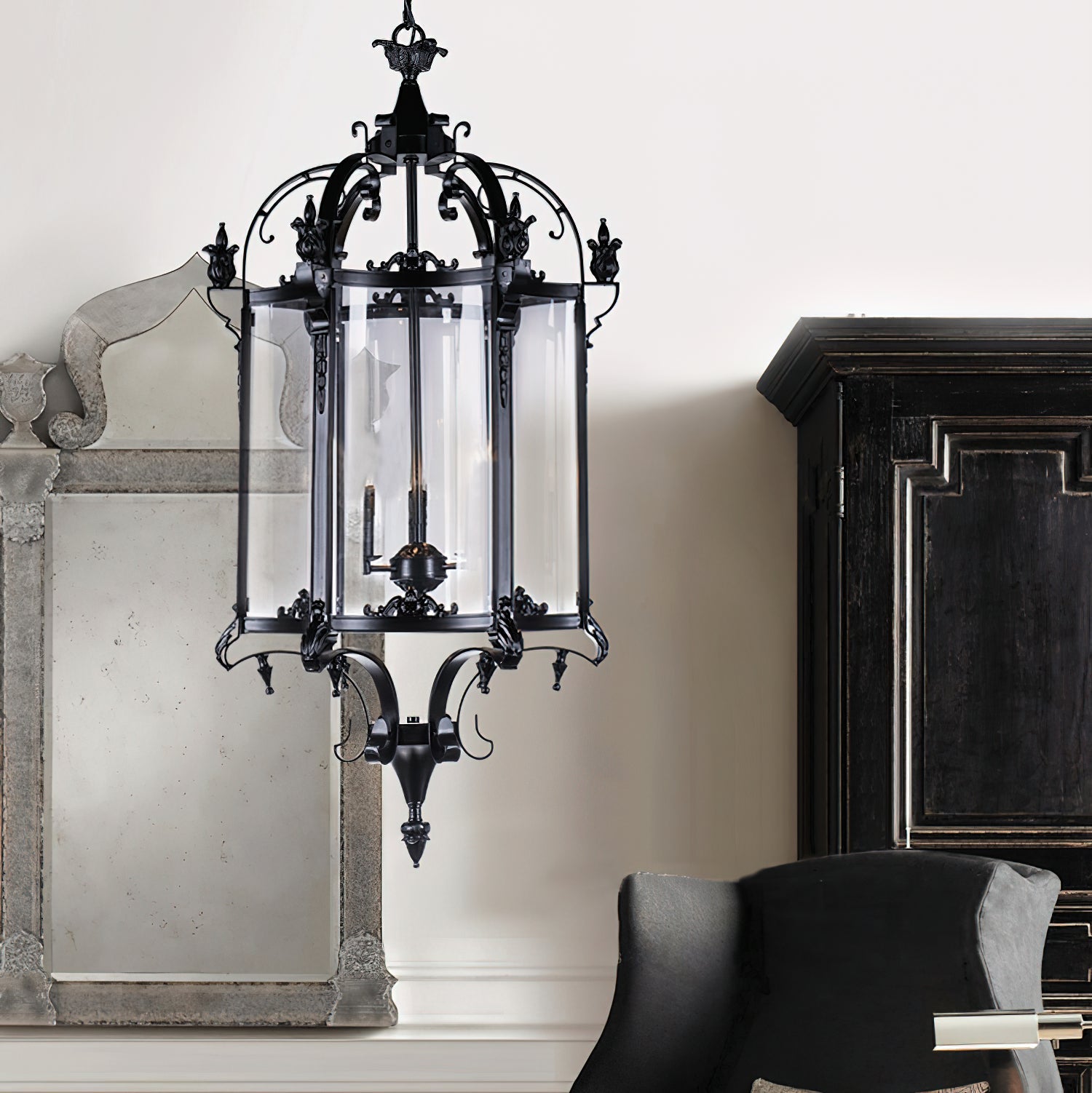 Ardorion Vintage Luxury Metal Glass Lantern Chandelier - Lamp Copper