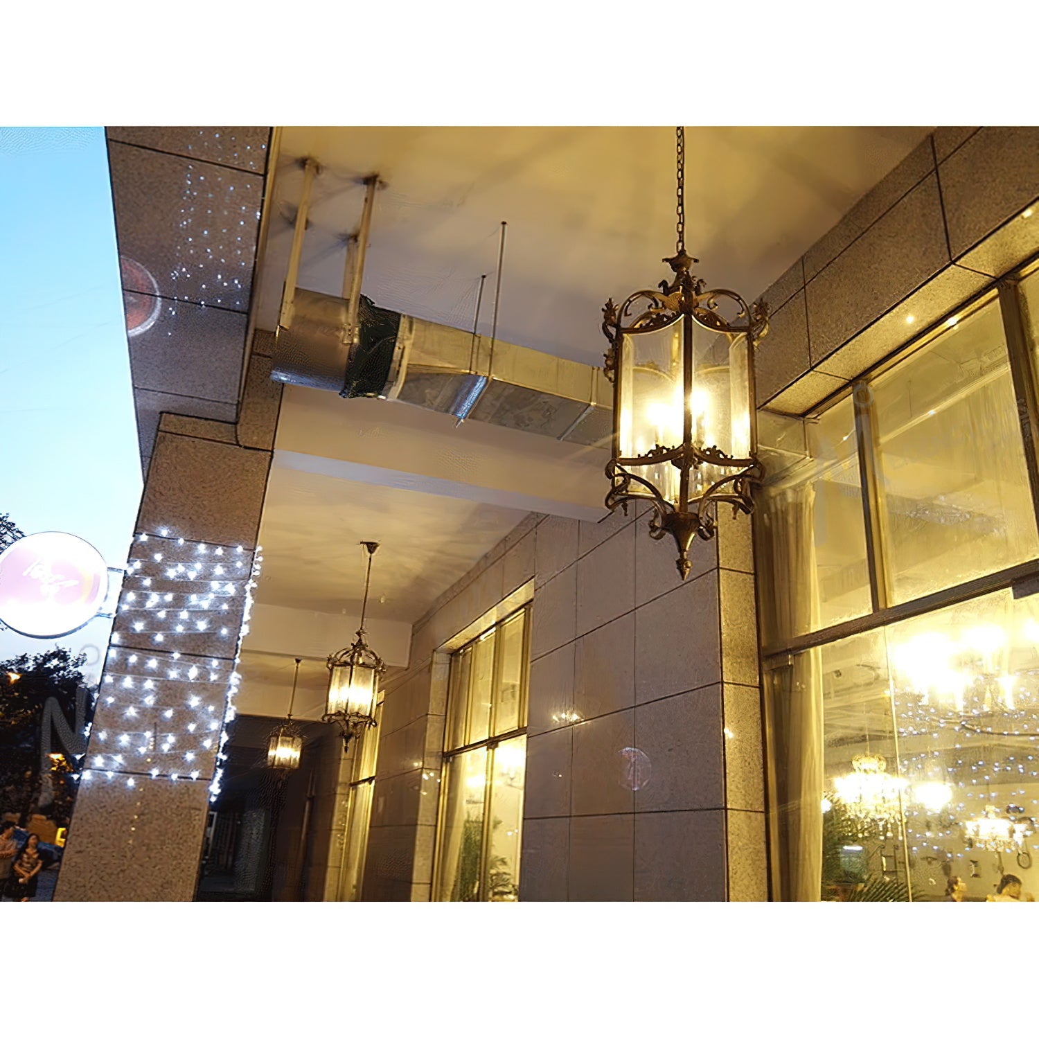 Ardorion Vintage Luxury Metal Glass Lantern Chandelier - Lamp Copper