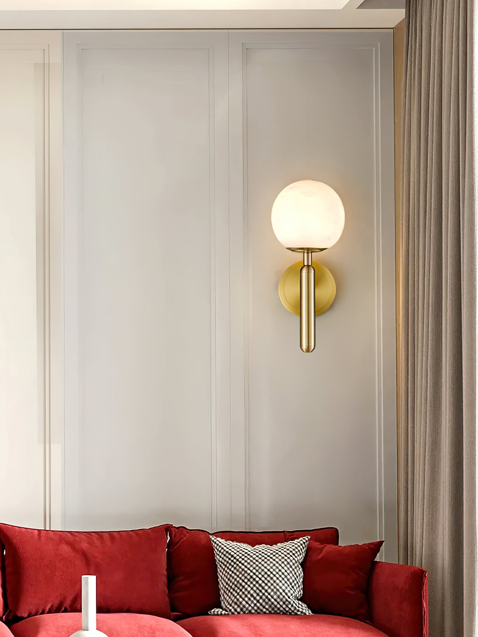 Orlaeila Modern Minimalist Brass Alabaster Wall Lamp - Lamp Copper