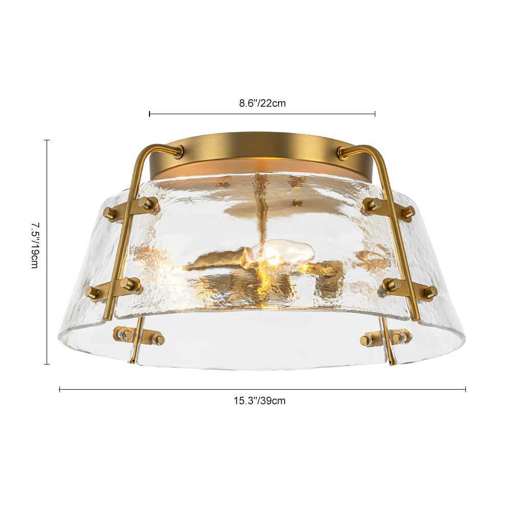 Ornuvo Mid-Century Clear Textured Glass Flush Mount Light