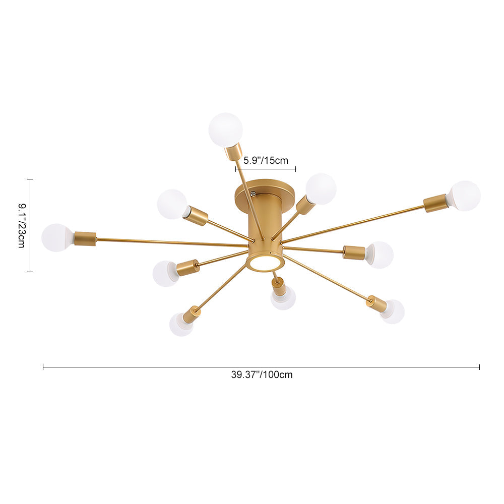 Ljosalf Mid-Century Metal Flush Mount Ceiling Light - Lamp Copper