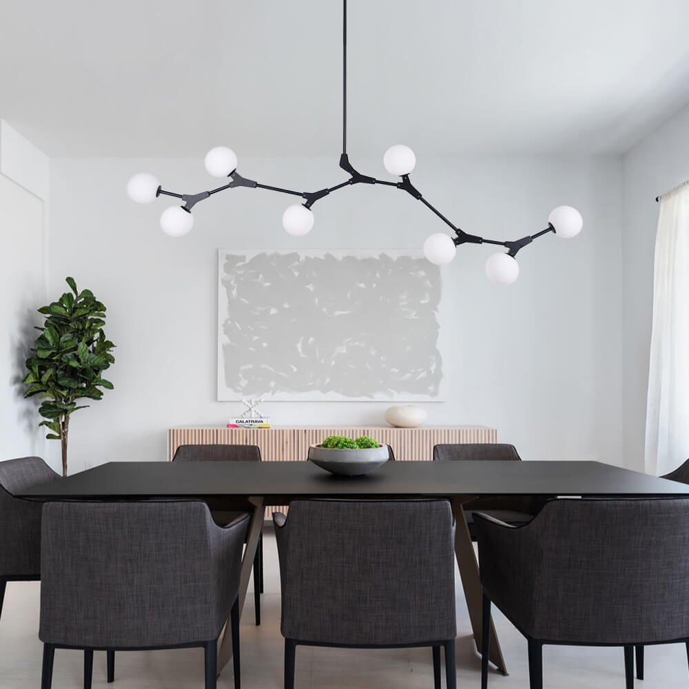 Nivero Linear Bubble Metal Glass Chandelier