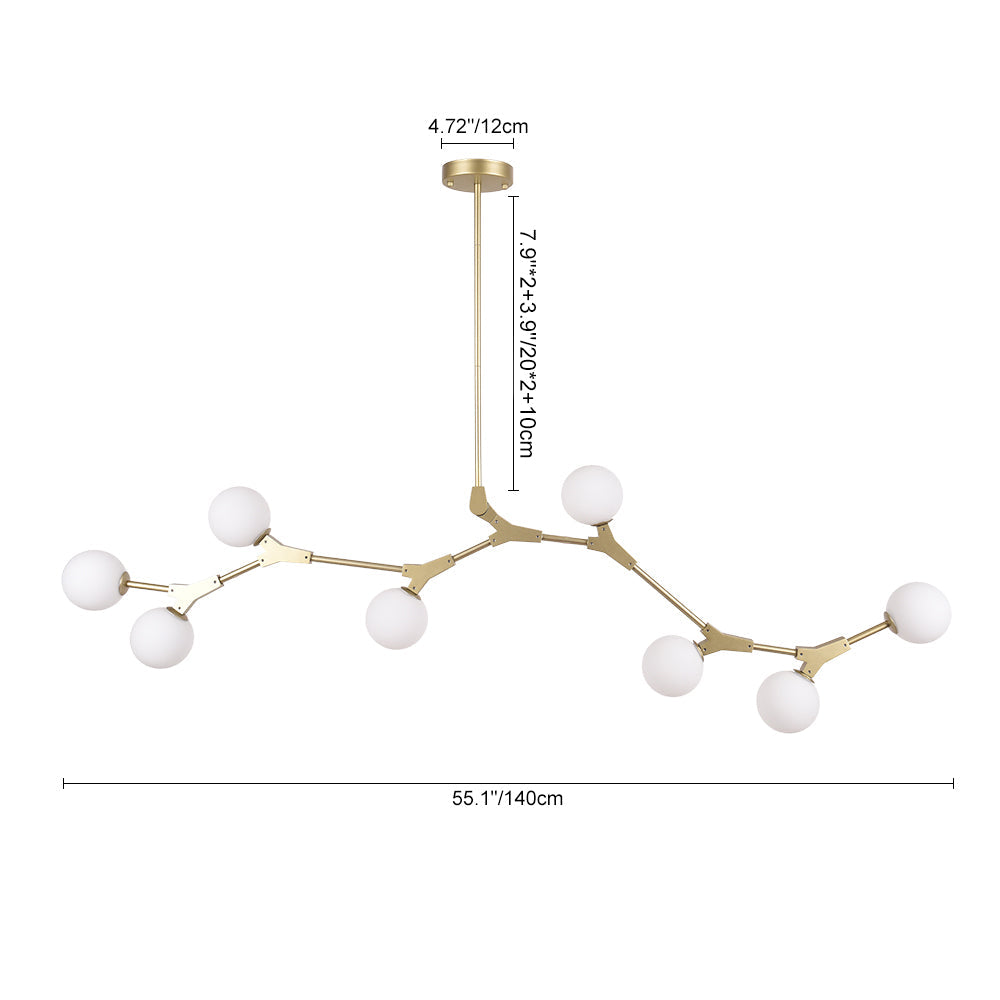Nivero Linear Bubble Metal Glass Chandelier