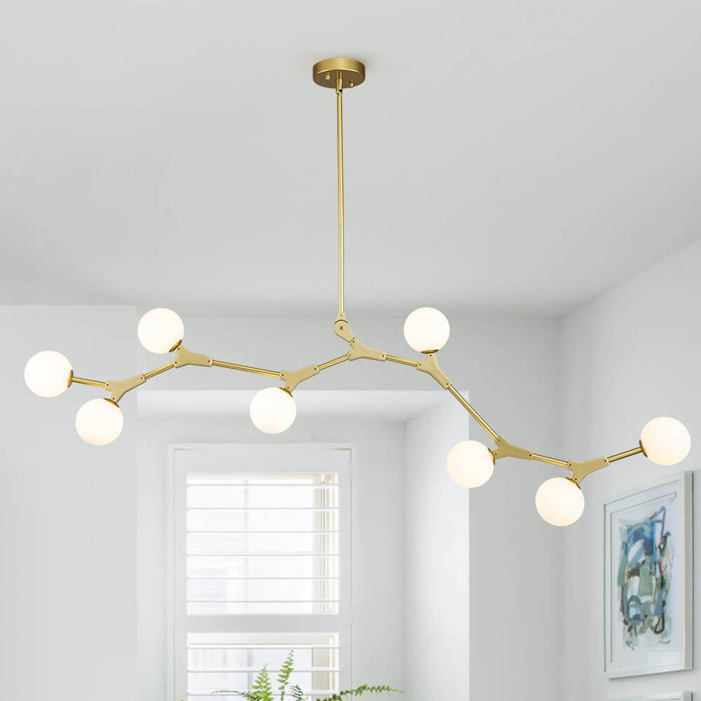 Nivero Linear Bubble Metal Glass Chandelier
