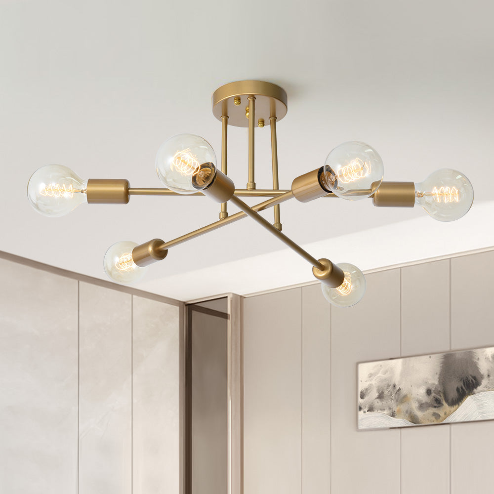 Vallin Modern Brass Semi Flush Mount Chandelier