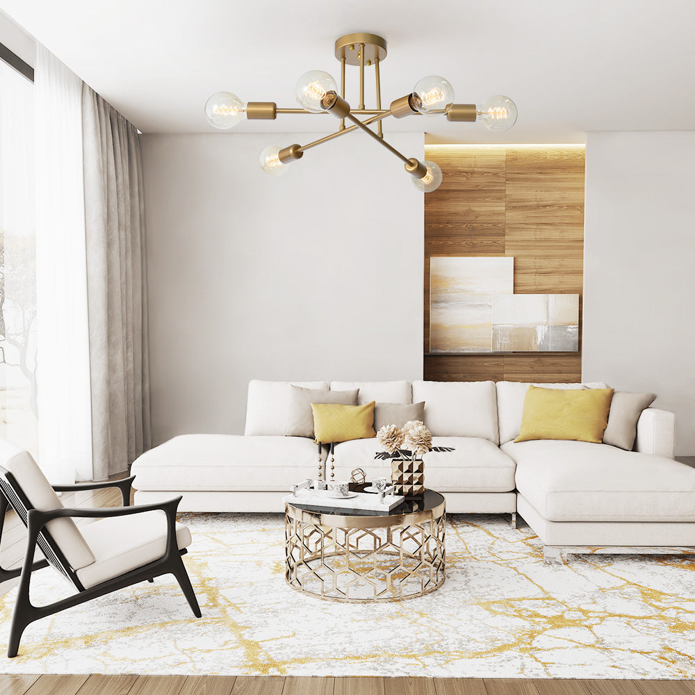 Vallin Modern Brass Semi Flush Mount Chandelier