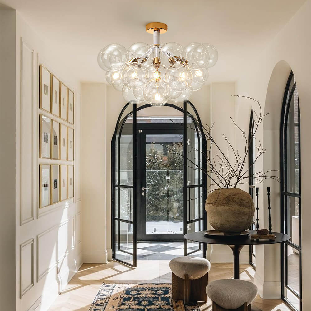 Evoke Modern Bubble Glass Chandelier / Semi Flush