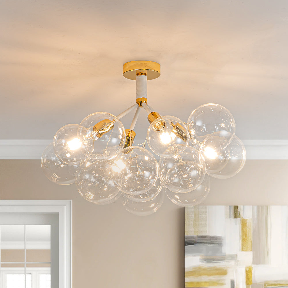 Evoke Modern Bubble Glass Chandelier / Semi Flush