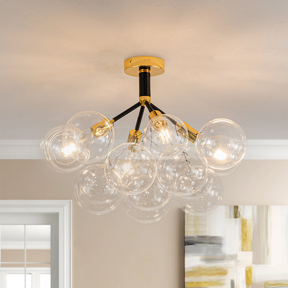 Evoke Modern Bubble Glass Chandelier / Semi Flush
