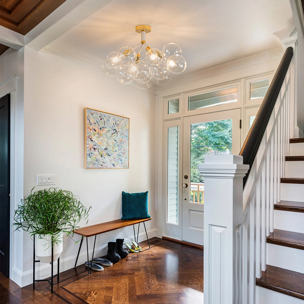 Evoke Modern Bubble Glass Chandelier / Semi Flush