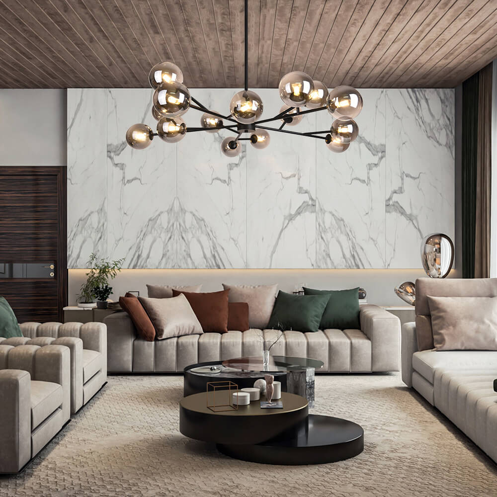 Seriva Modern Metal Glass Chandelier